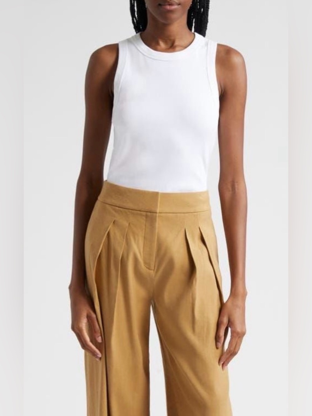 Veronica Beard Jordyn Rib-Knit Tank Top White S Pima Cotton New